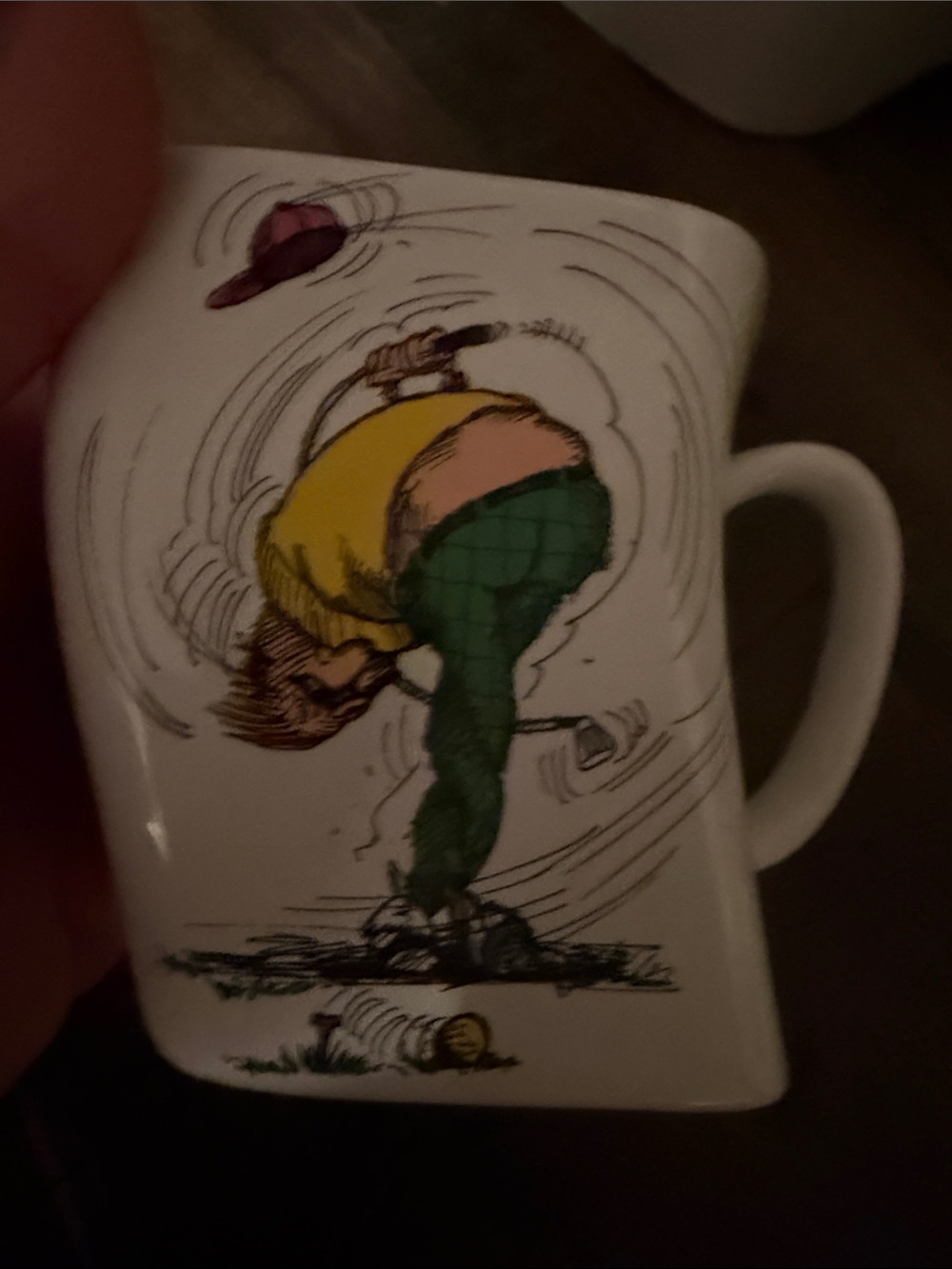 Ceramic Quote Mug "The Results of Over-Swing" in White and Green